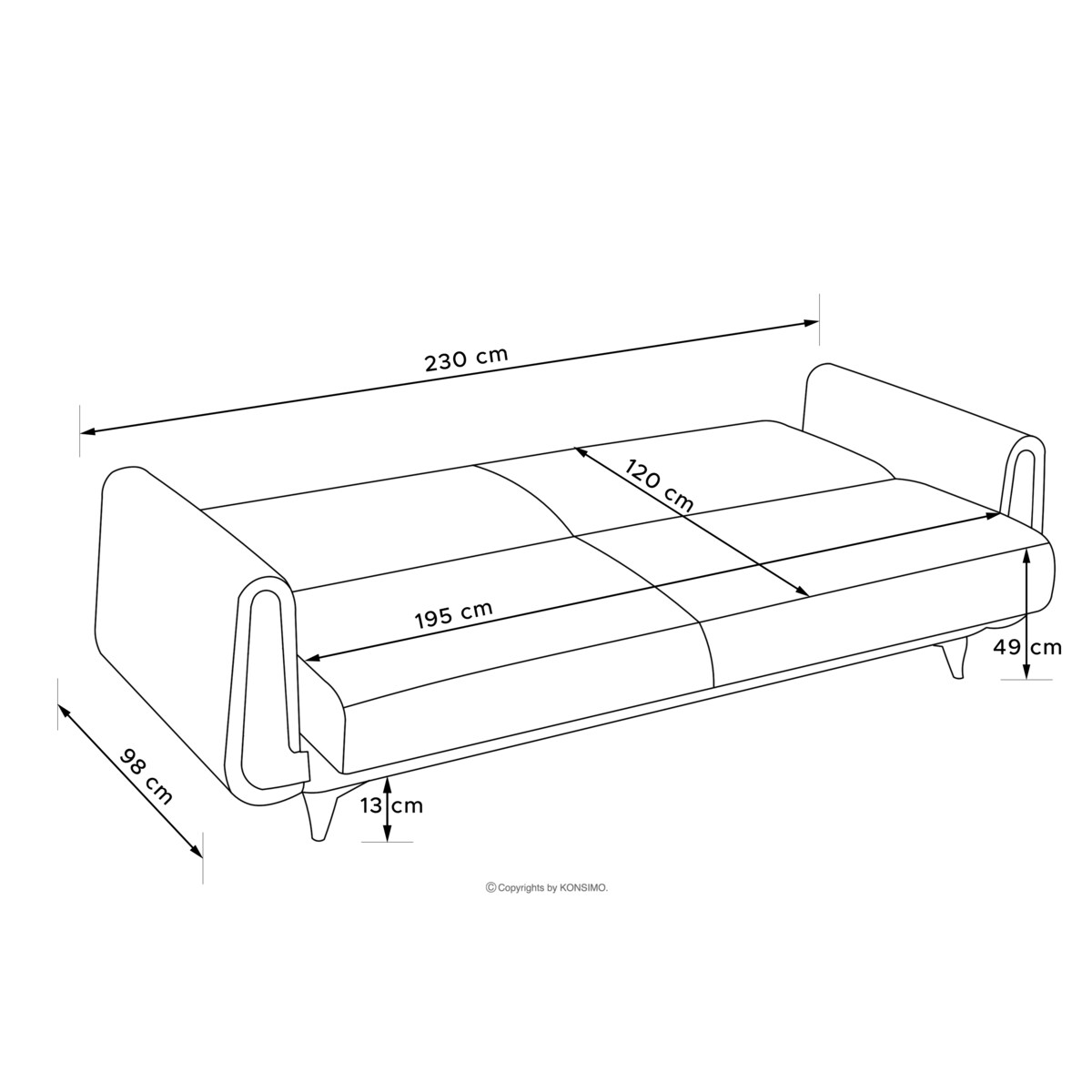 KONSIMO GUSTAVO II Sofa 3-osobowa, kolor Pomarańczowy