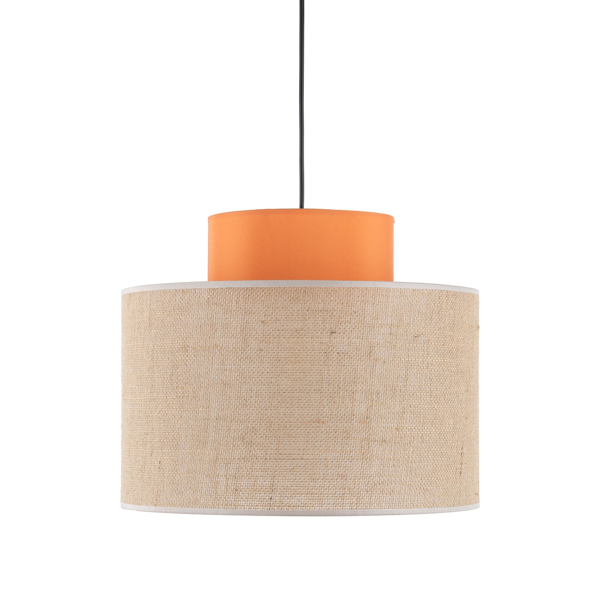 Lampa wisząca TK Lighting DUO JUTA ORANGE 3227, E27, regulowana wysokość, czarno-pomarańczowa, juta, 38 cm