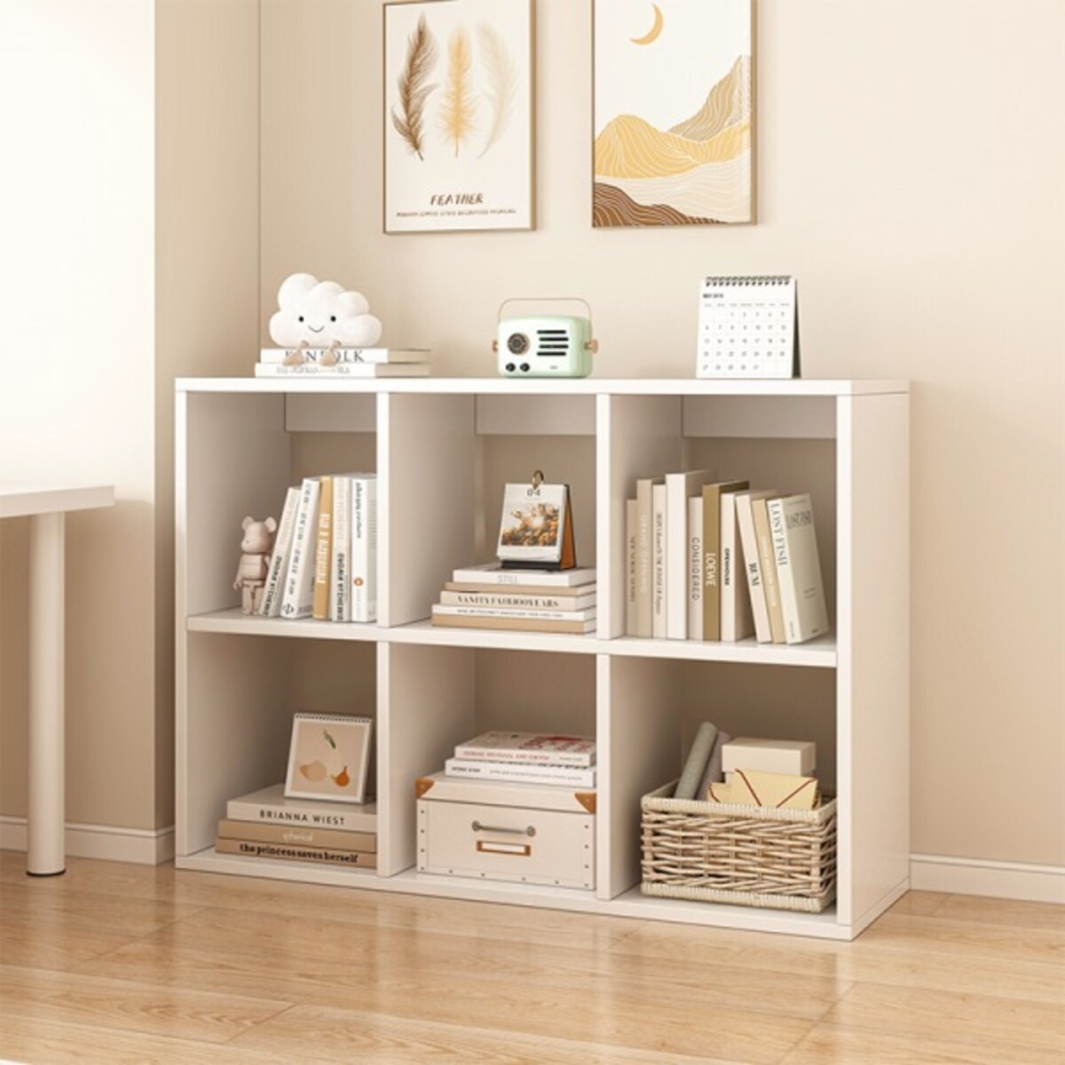 Regał otwarty biały 6 półek na książki szafka loft nowoczesny 100x67x30 cm