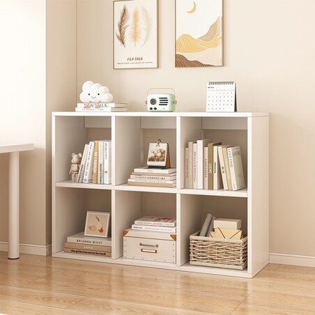 Regał otwarty biały 6 półek na książki szafka loft nowoczesny 100x67x30 cm