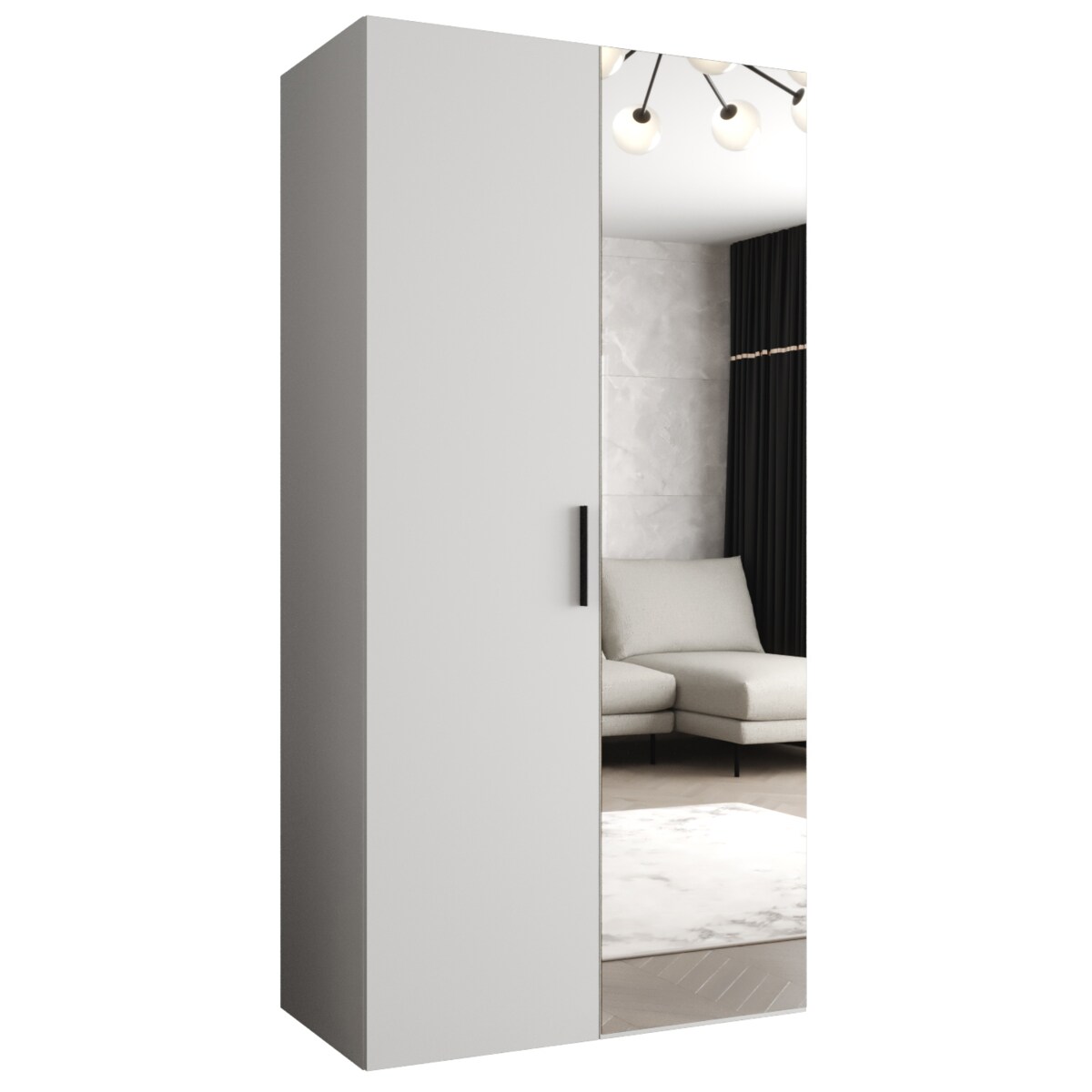 Szafa uchylna otwierana BARI 2 100 wys. 202 cm Biały + u. Czarny