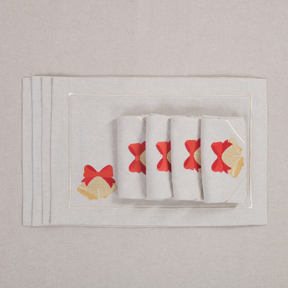 Podkładki Jingle Bells & Christmas Bauble Joyful Christmas Mirha – komplet 4 szt.