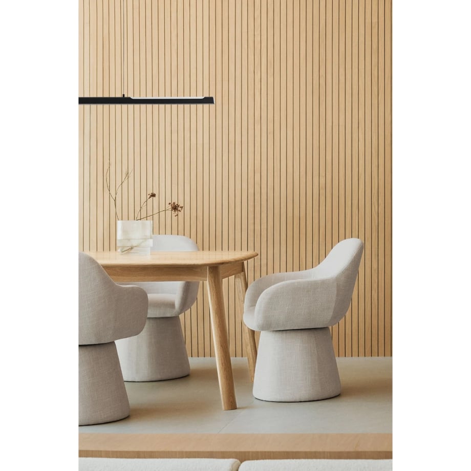 Krzesło do jadalni tapicerowane Erica z podłokietnikami kremowe