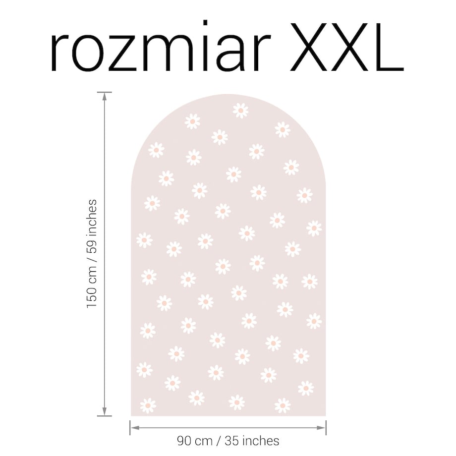 Naklejka na ścianę łuk brudny róż - stokrotki XXL