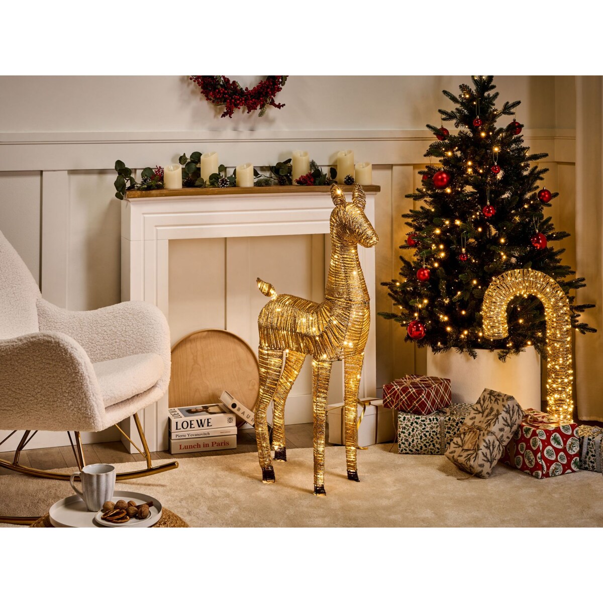 Dekoracja świąteczna LED AKUREYRI Renifer 110 cm Złoty
