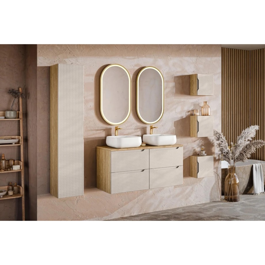 Szafka łazienkowa LUXOR BEIGE 83-35-1DQ 35x35cm dąb olejowany/beżowa