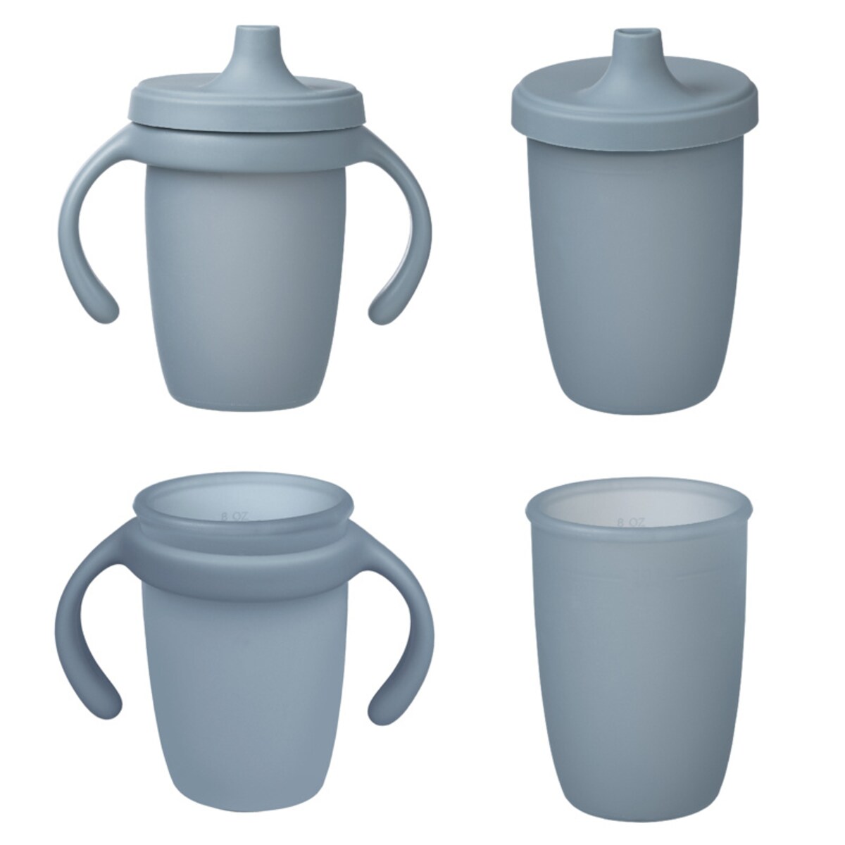 Kubek silikonowy z ustnikiem dla dzieci 6m+ do nauki samodzielnego picia błękitny b.box