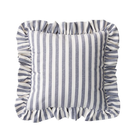 Poszewka Paula z falbaną 45x45 granatowo-białe pasy (1,5cm)