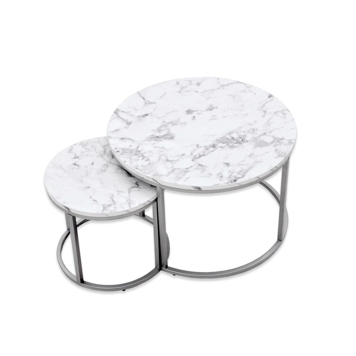 ZESTAW 2 STOLIKÓW Tunise 60/40 i 38/34 cm MARMUR złoty