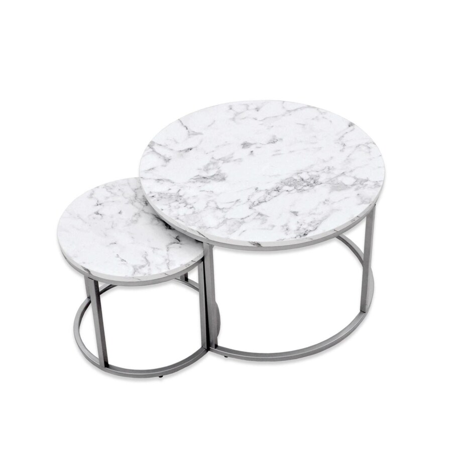 ZESTAW 2 STOLIKÓW Tunise 60/40 i 38/34 cm MARMUR złoty