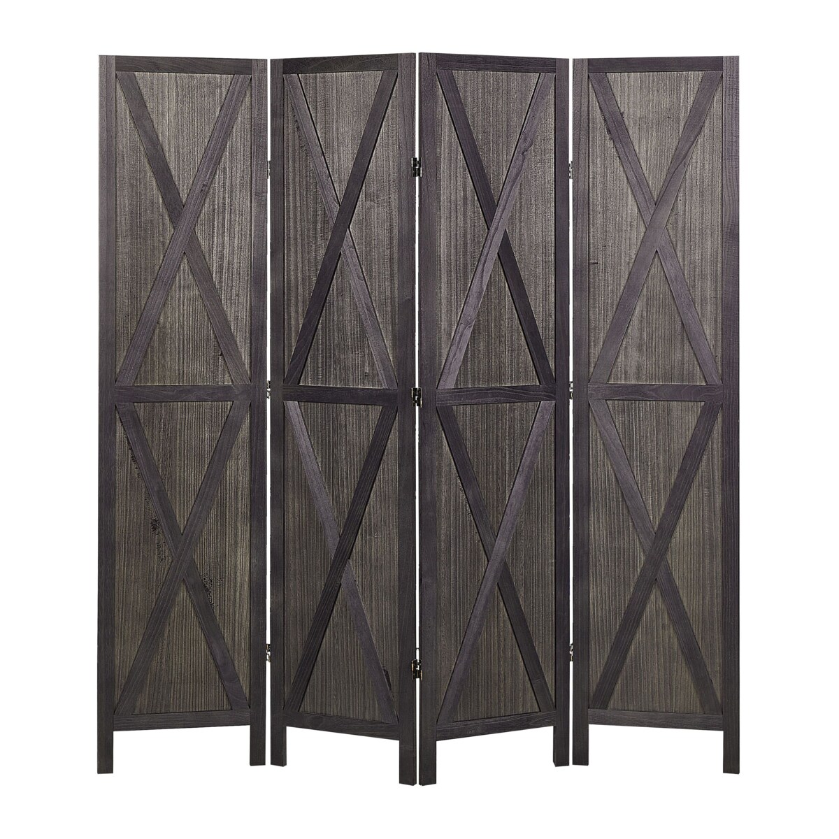 4-panelowy składany parawan pokojowy drewniany 170 x 163 cm ciemnobrązowy RIDANNA