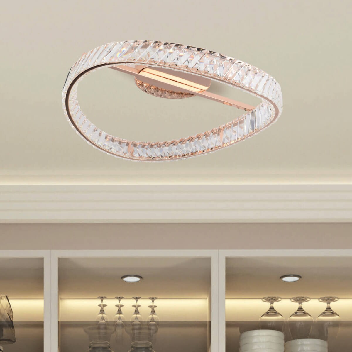 Kryształowa lampa natynkowa Gano MX3317-1-3GT Zumaline LED 40W 3000K złoty