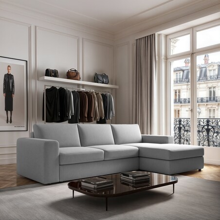 Sofa narożna prawa Baga XL jasnoszara