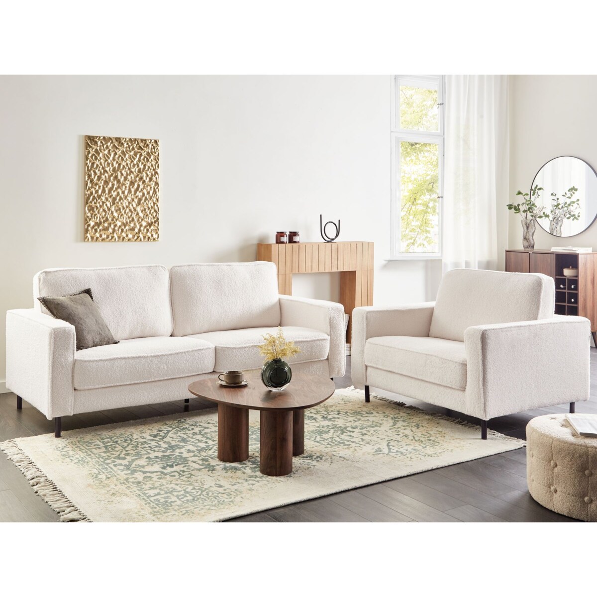 Komplet wypoczynkowy SAVALEN Boucle Biały dla 4 osób