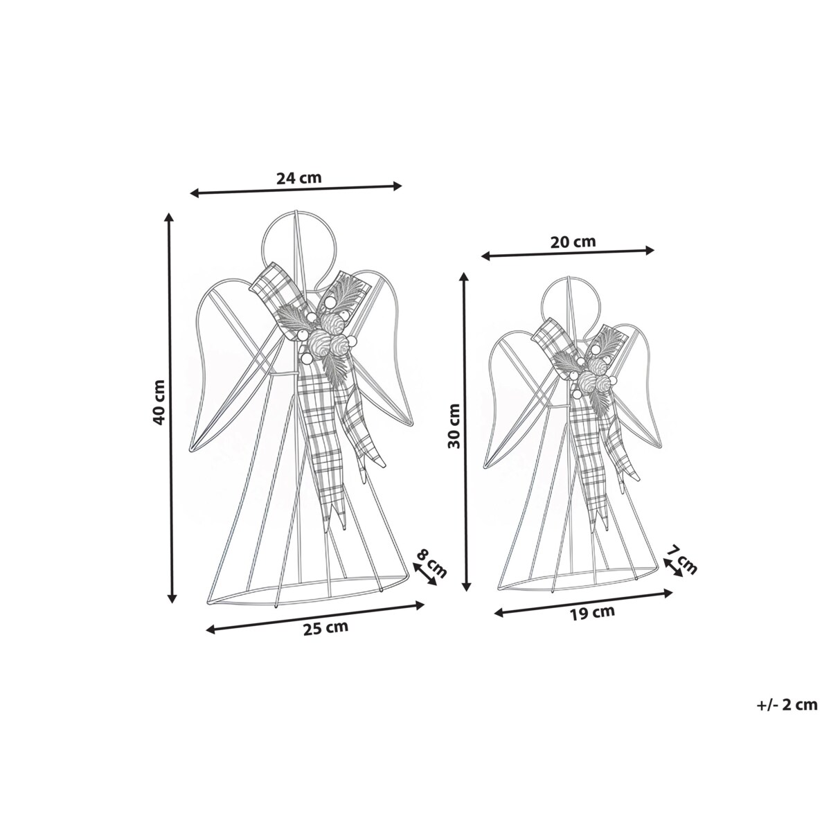 Dekoracja świąteczna ANNSJON Anioł 30/40 cm Kolorowy