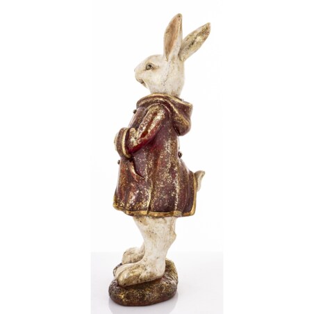 Dekoracja - królik 35x14x9 cm MALJUNA-2 w płaszczu z kapturem