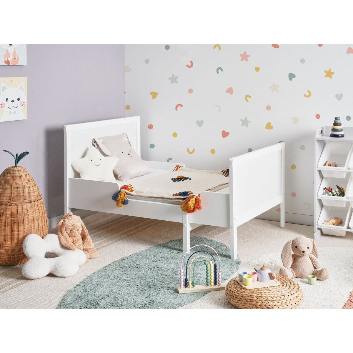 Rozsuwane łóżko dziecięce Drewno sosnowe MONTIGNY 90 x 200 cm Biały