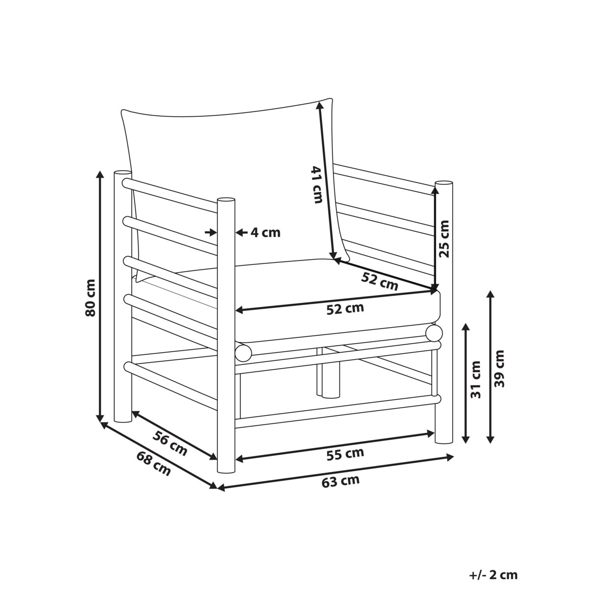 Fotel ogrodowy bambusowy złamana biel CERRETO