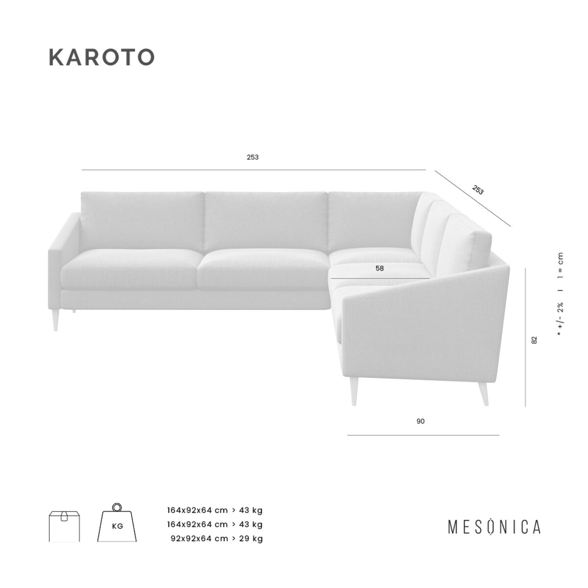 Karoto sofa narożna uniwersalna Beżowa