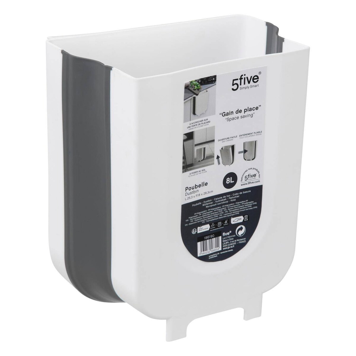 Mały kosz na śmieci na drzwi, 8 l