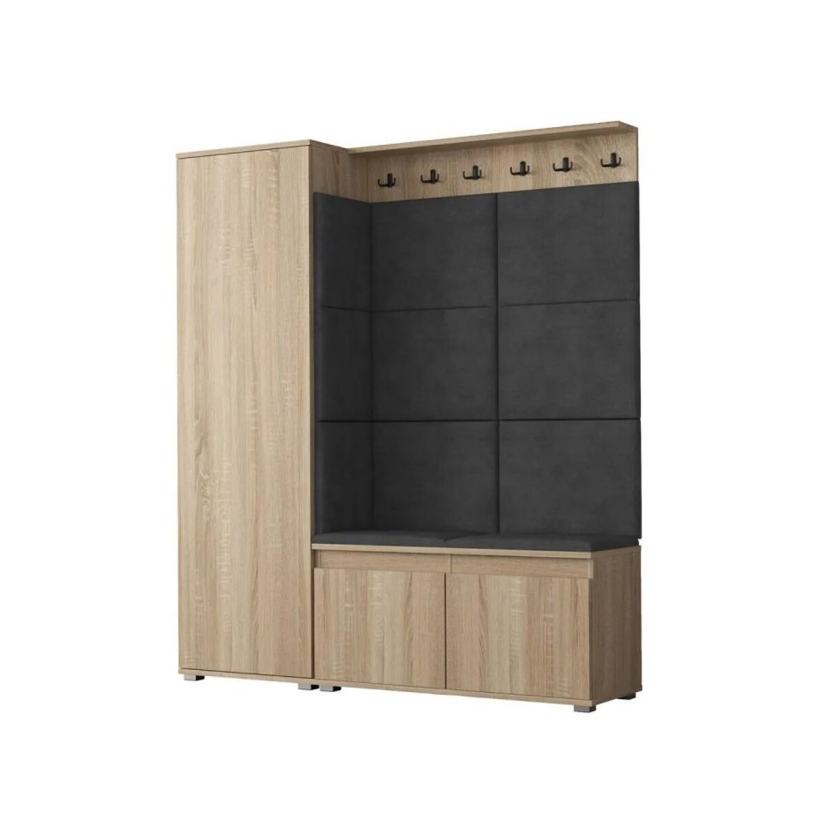 Garderoba z siedziskiem do przedpokoju SINGAPUR 154 dąb sonoma/szara