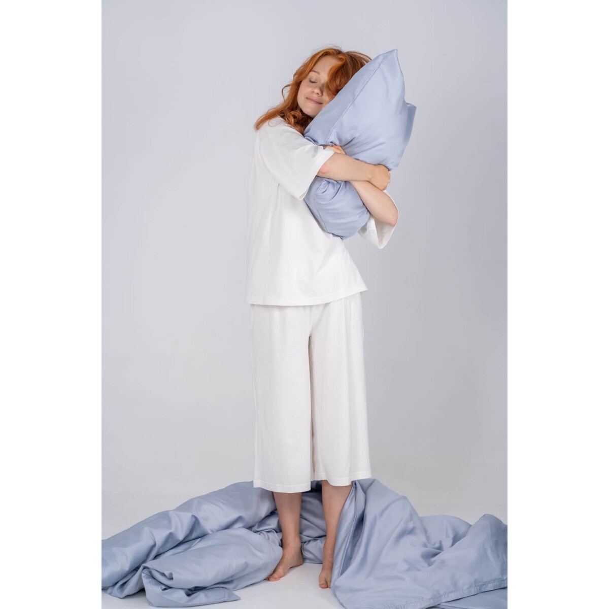 Pościel satynowa ice blue 140/200 + 70/80 cm