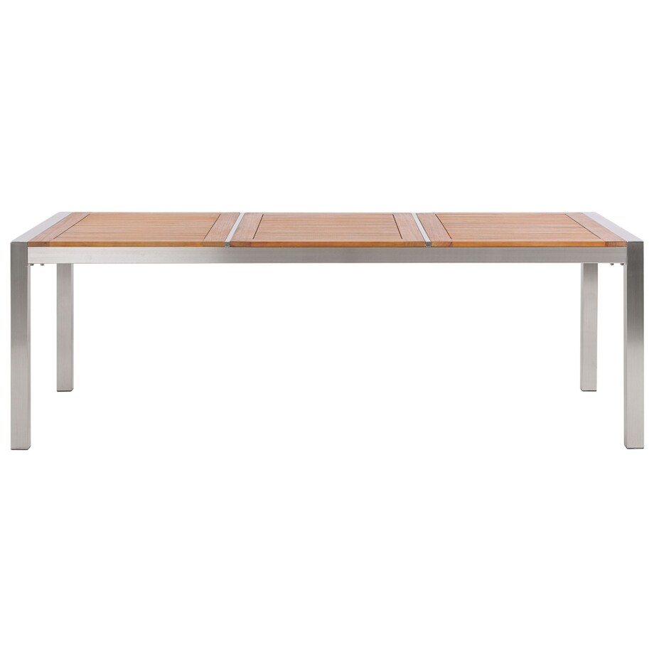 Zestaw ogrodowy stół drewniany eukaliptus i 8 krzeseł białych GROSSETO