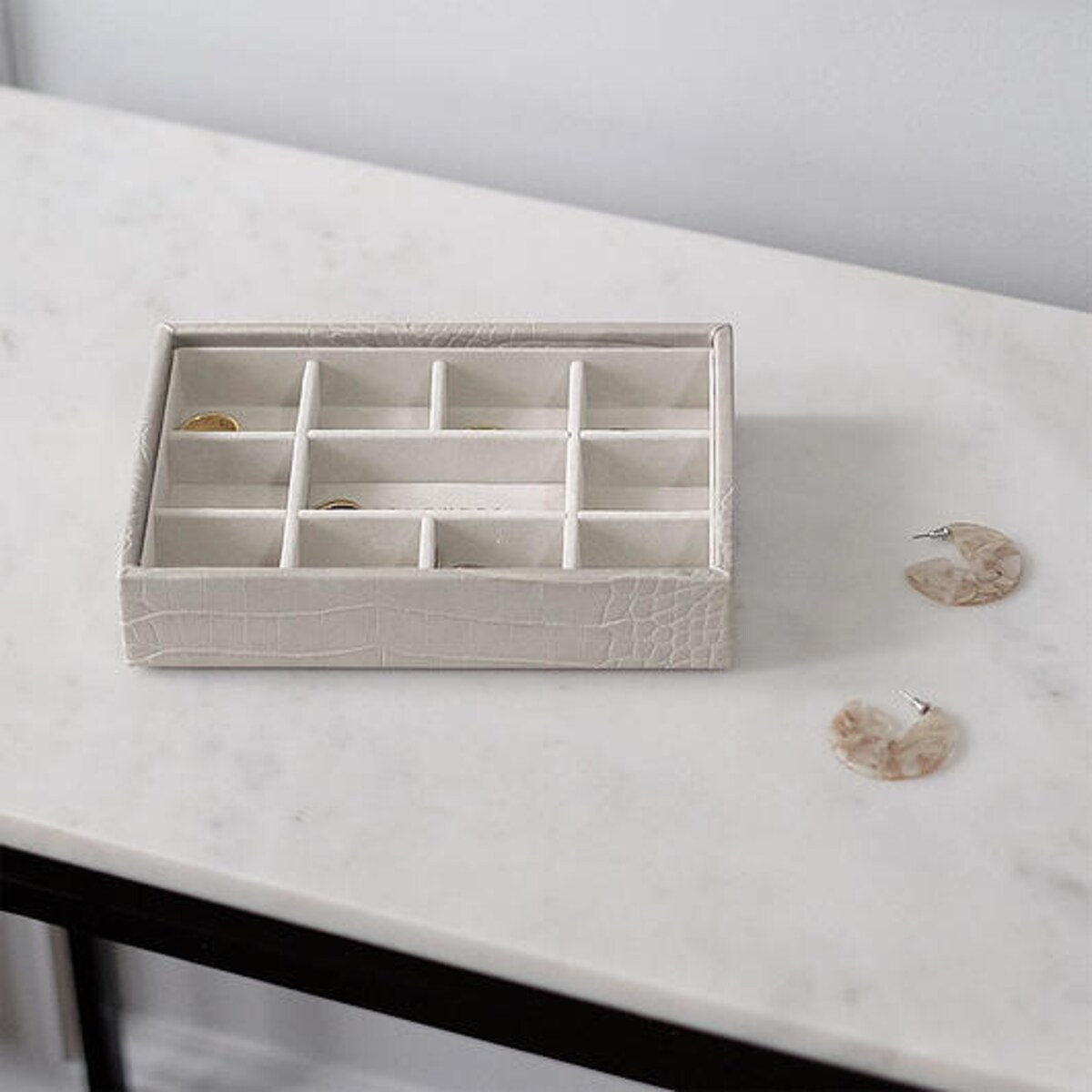 Szkatułka na biżuterię Stackers Croc 11 komorowa mini różowa