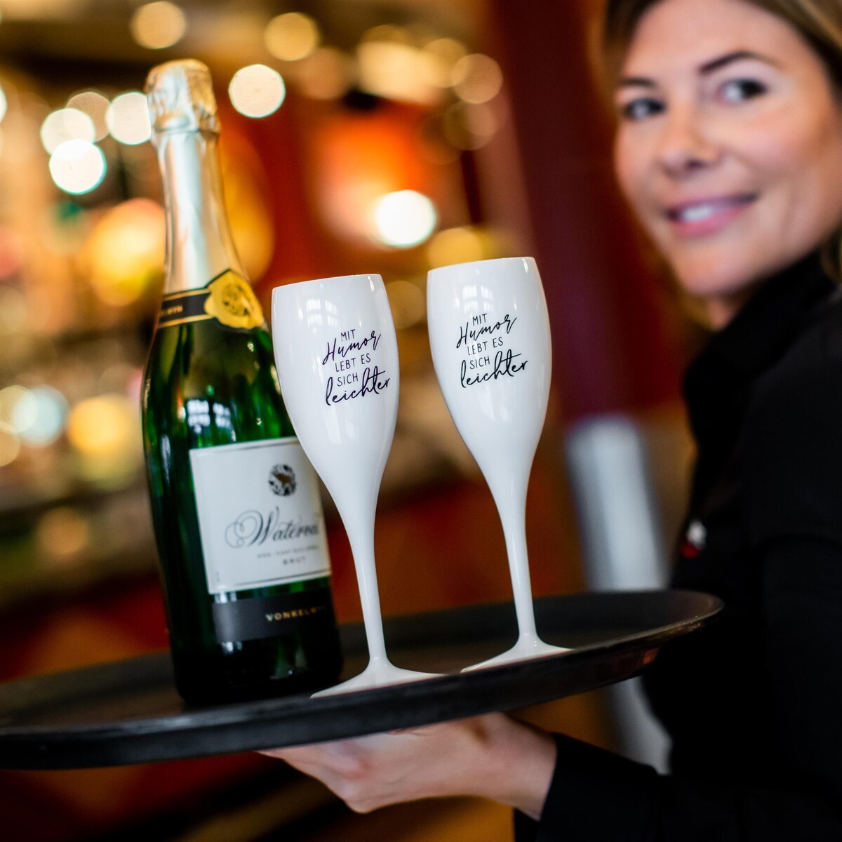 Kieliszek do szampana SUPERGLAS z nadrukiem, KOZIOL