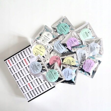 Zestaw prezentowy upominkowy "TEA LOVE MESSAGE" - 14 smaków herbat sypanych - prezent upominek na walentynki dla chłopaka dziewczyny niej niego żony męża kobiety faceta mężczyzny