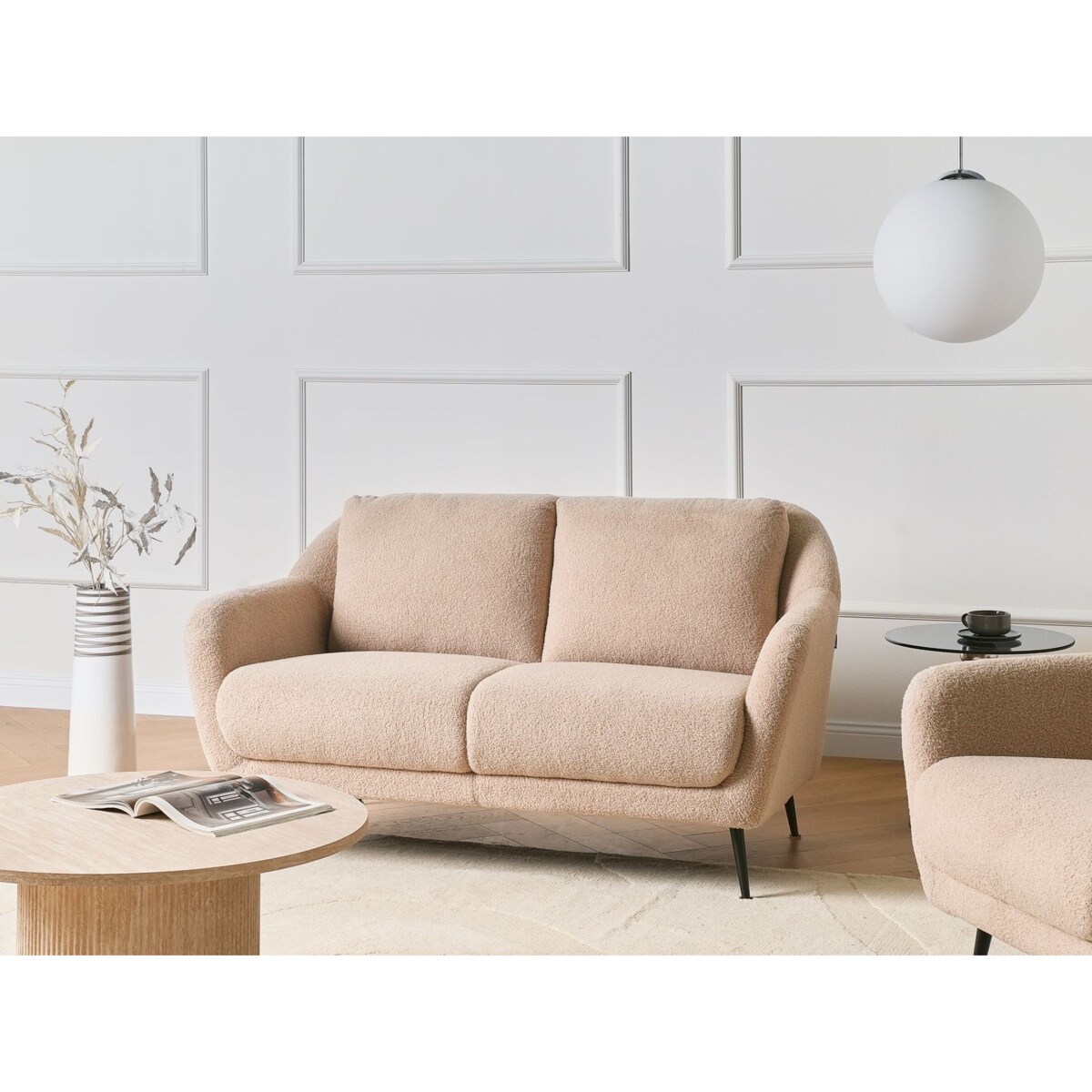 Sofa dla 2 osób EIBY Boucle Beżowy