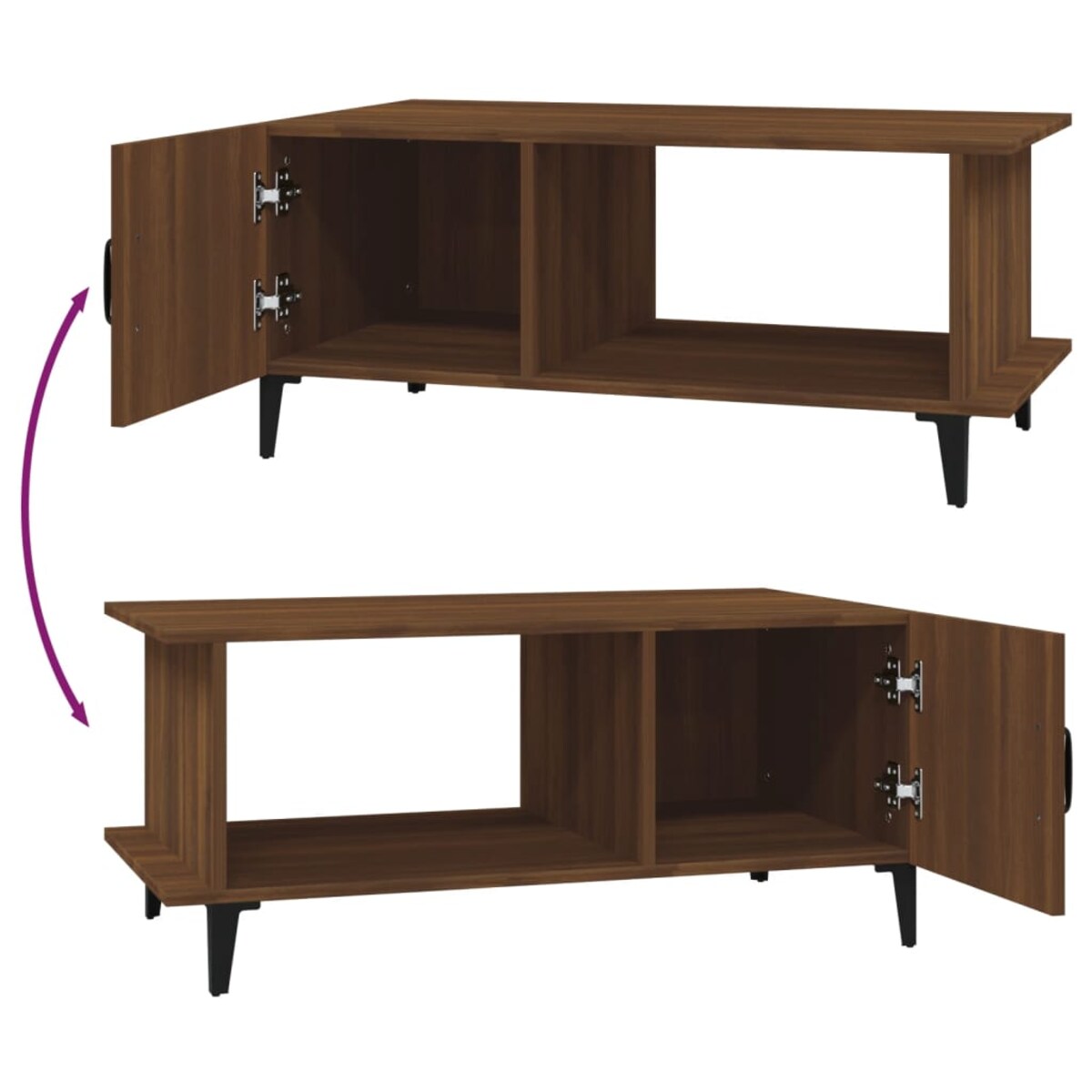 vidaXL Stolik kawowy, brązowy dąb, 90x50x40 cm