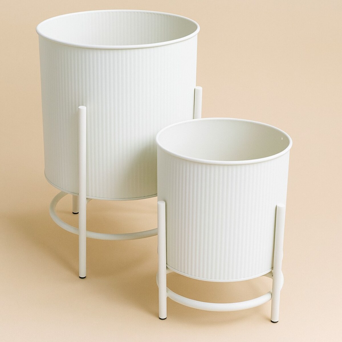 Metalowe osłonki na doniczki OMEE, 2 sztuki, Ø 17 + Ø 20 cm