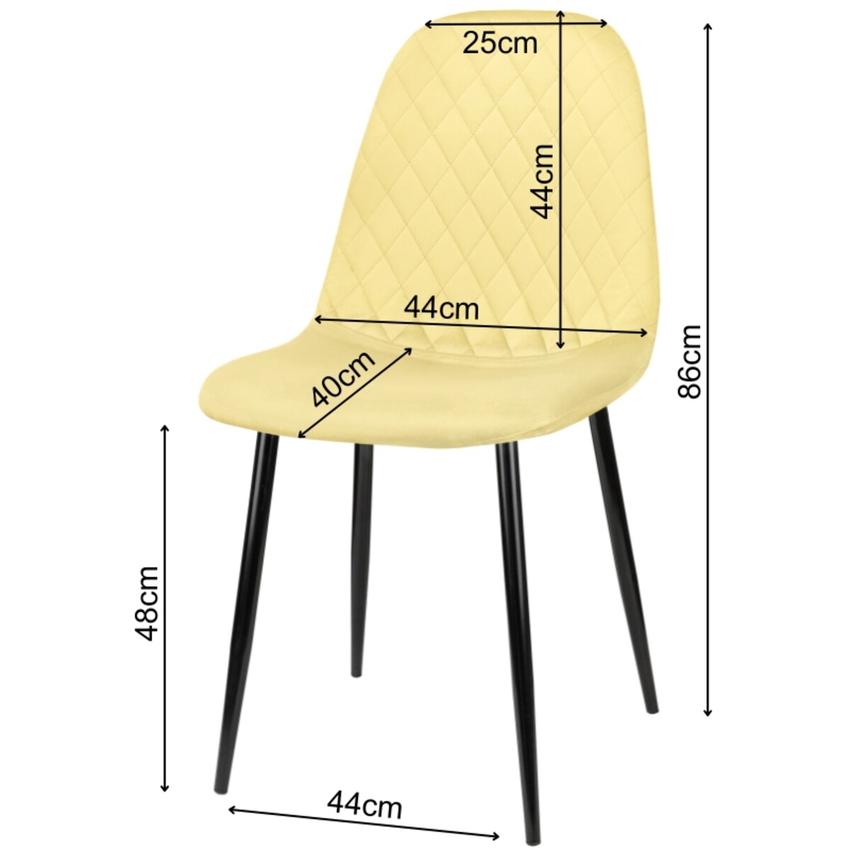 Krzesło tapicerowane welurowe pikowane nowoczesne żółte