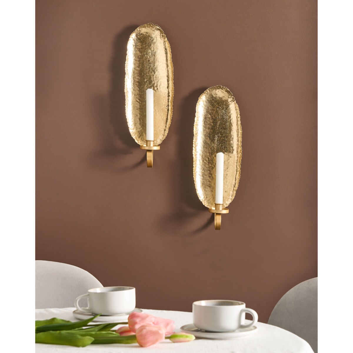 Zestaw 2 świeczników FEIJO Metal 44 cm Złoty