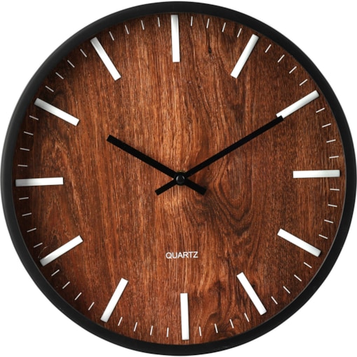 Zegar ścienny, tarcza w drewnianym stylu, Ø 30 cm