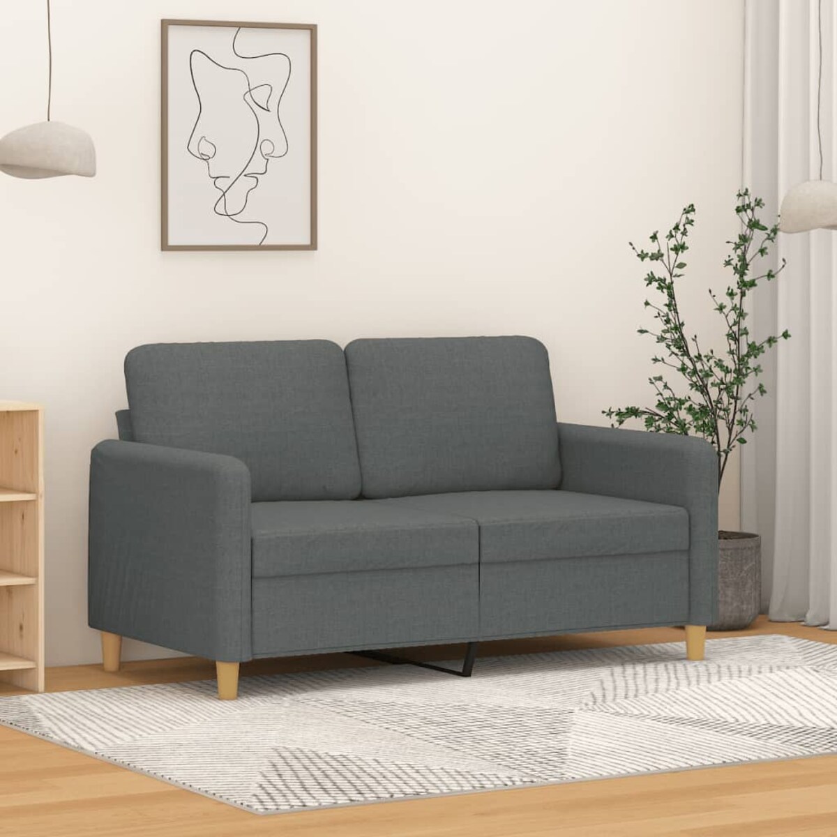 vidaXL Sofa 2-osobowa, ciemnoszara, 120 cm, tapicerowana tkaniną