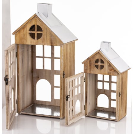 Lampion 2 szt. z białymi daszkami 73x33x26 cm HYRA