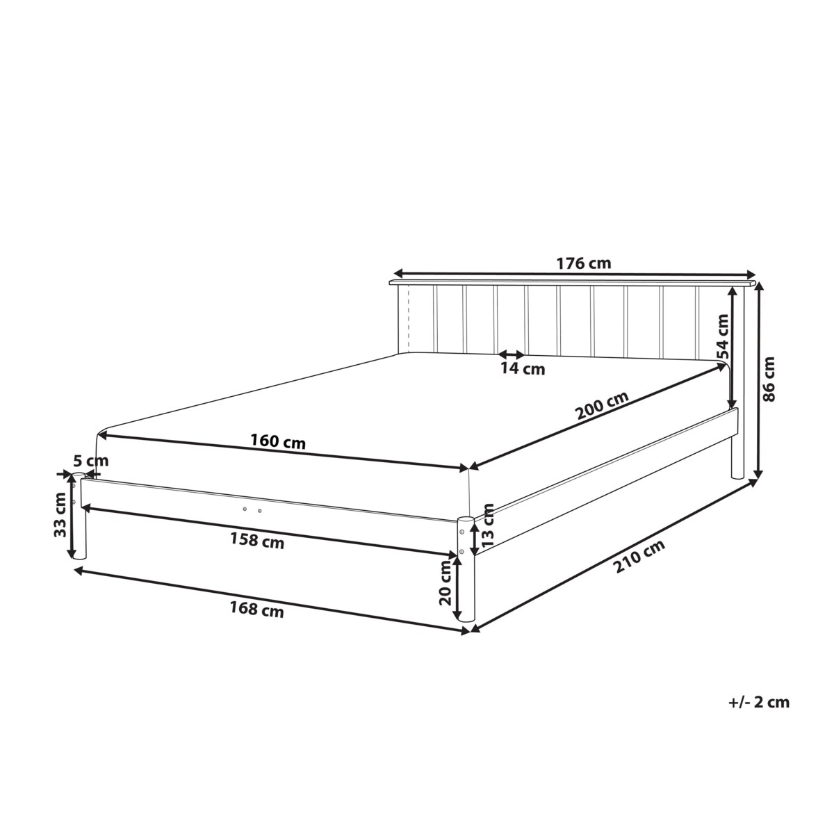 Łóżko drewniane 160 x 200 cm jasne BARRET II
