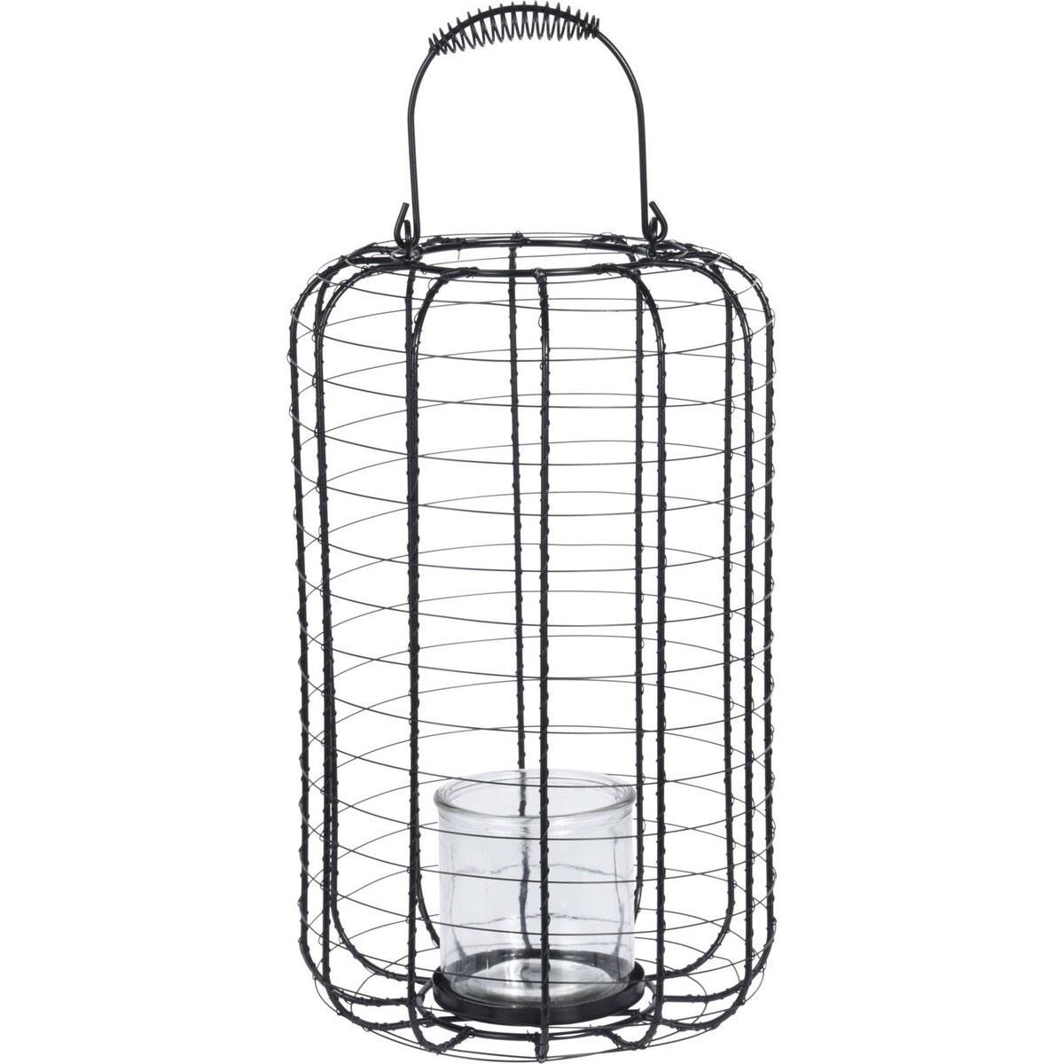 Lampion metalowy ze szklanym świecznikiem, Ø 23,5 cm