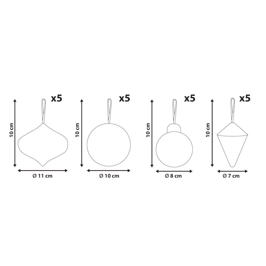 Zestaw 20 ozdób choinkowych JOLSTRA Papier Beżowy