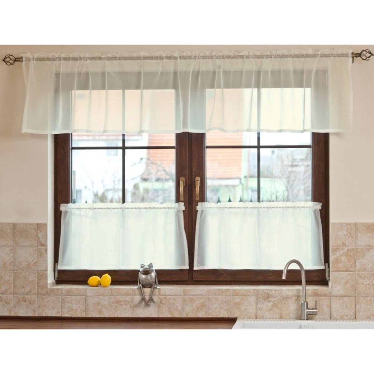 Lambrekin woalowy na metry wys.50 cm + 2,5 cm grzywka 130x0 ecru