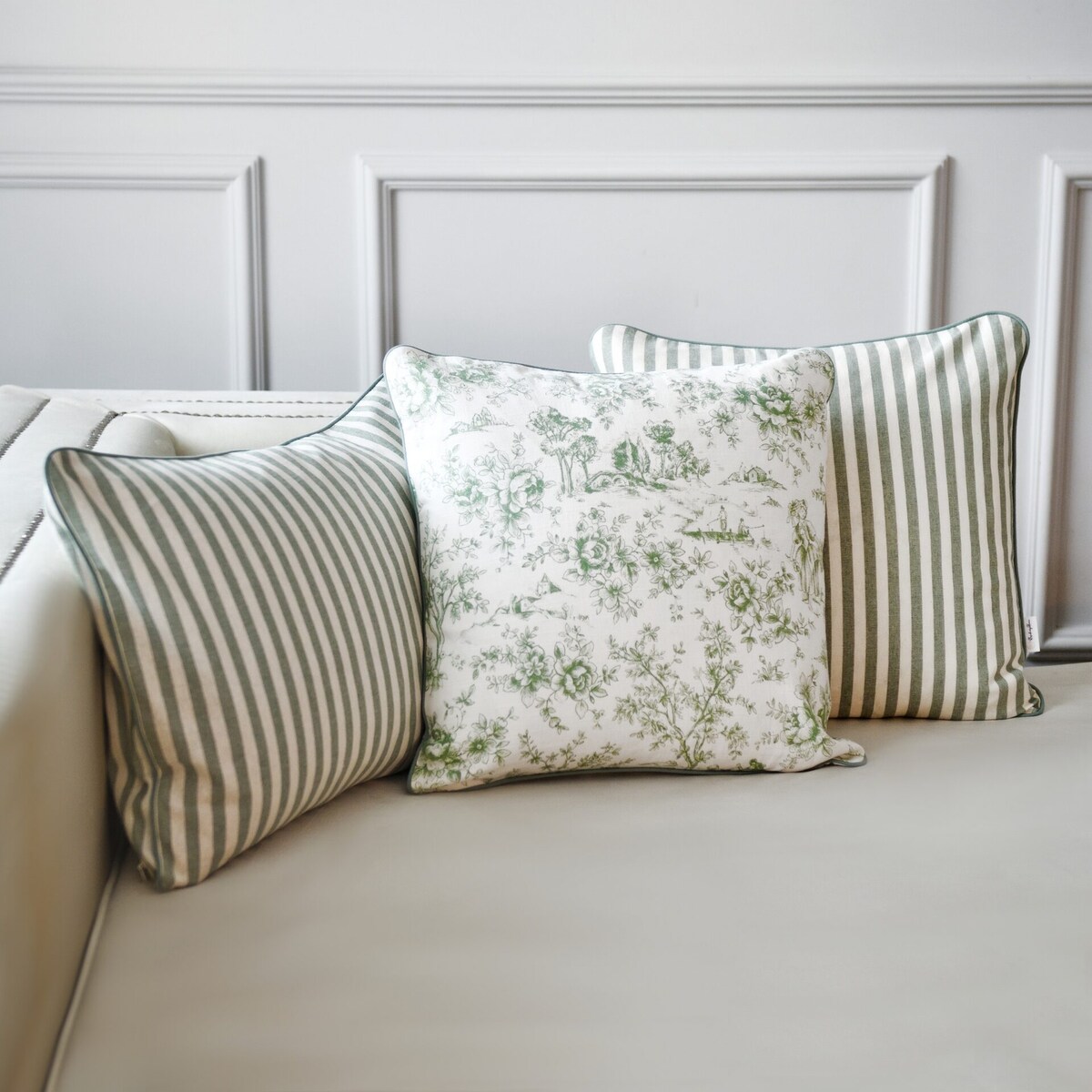 Poszewka w zielone paski Dandy Green