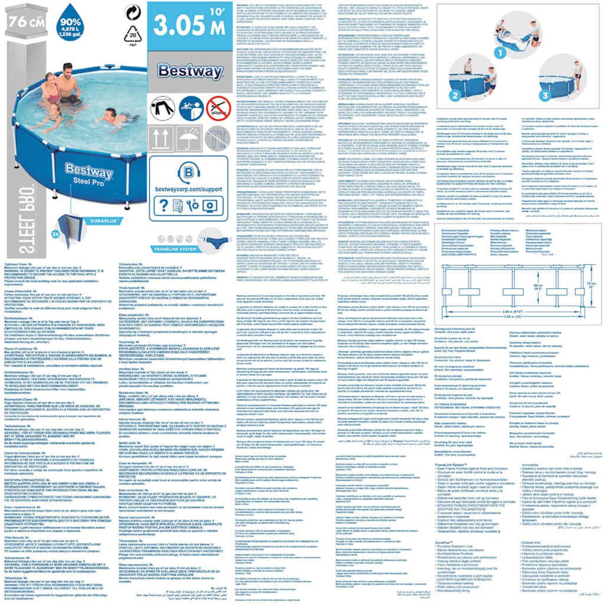 Bestway Basen Steel Pro, 305 x 76 cm