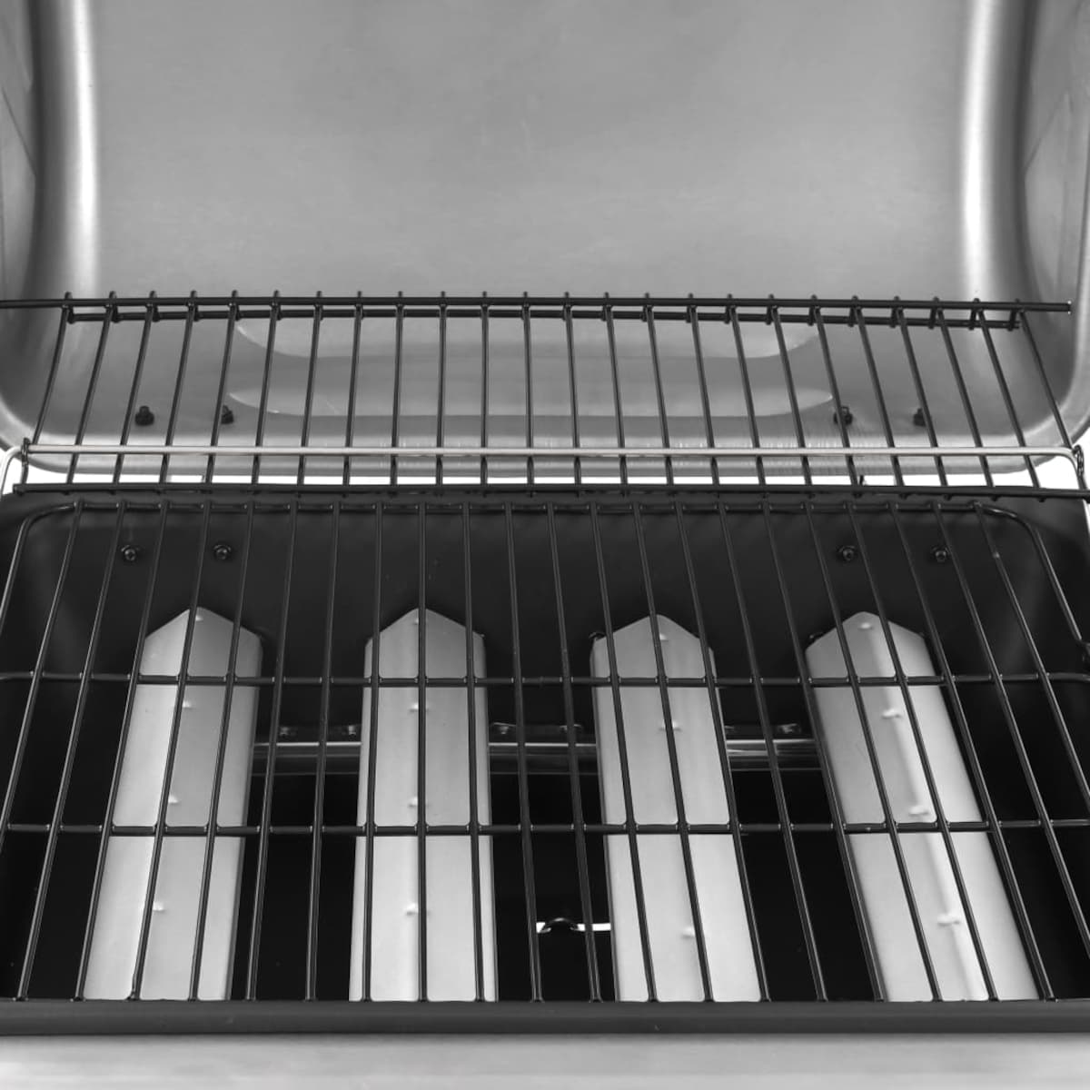 vidaXL Grill gazowy z 4 palnikami, czarno-srebrny