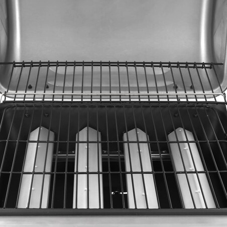 vidaXL Grill gazowy z 4 palnikami, czarno-srebrny