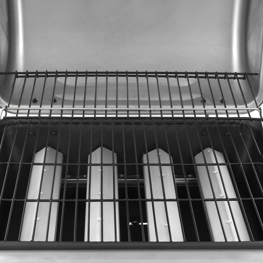 vidaXL Grill gazowy z 4 palnikami, czarno-srebrny