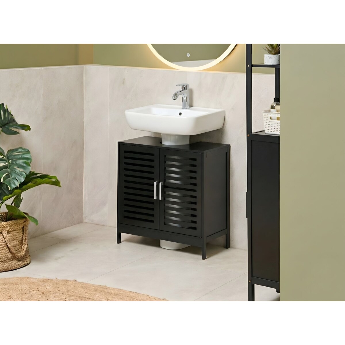 Szafka pod umywalkę MISSOULA Drewno bambusowe 60 cm Czarny