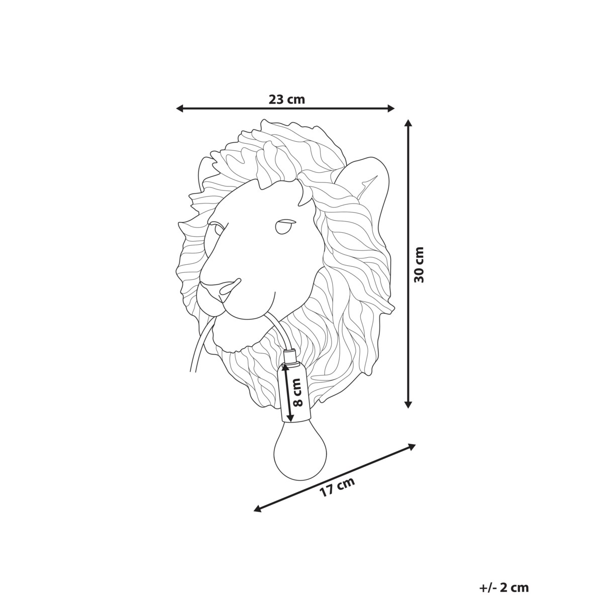 Lampa ścienna Lew SIMBA Złoty