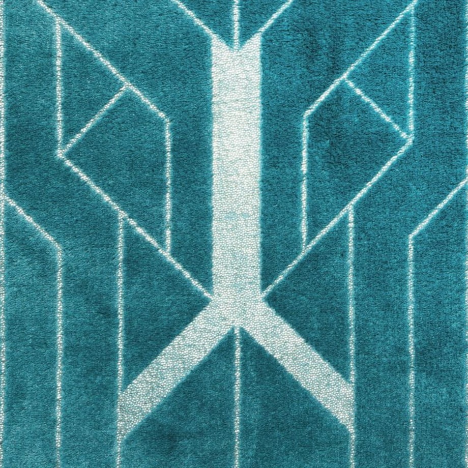 Koc mikrofibra z Nadrukiem 150 x 200 cm Turkusowy Elegancki Pled na Sofę